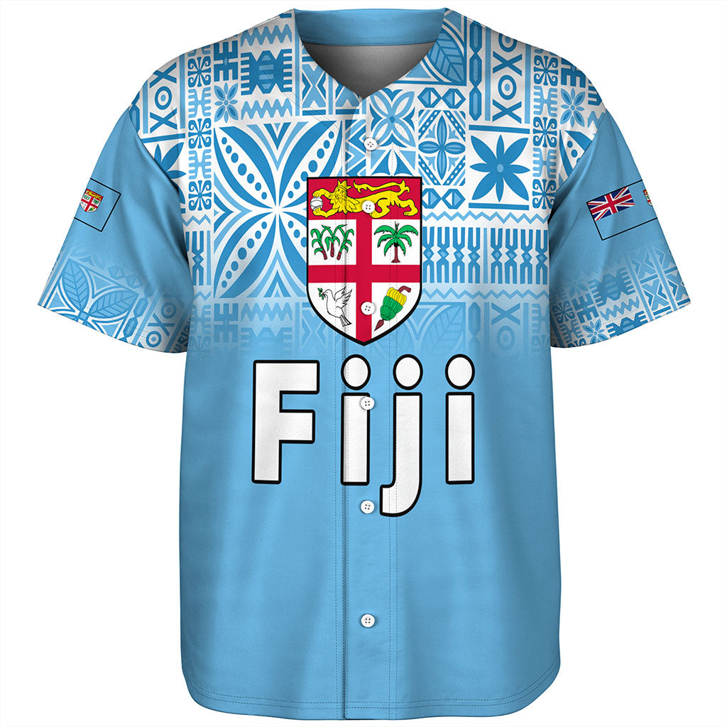 Fiji Baseball Shirt Coat Of Arms Pattern Traditional Style