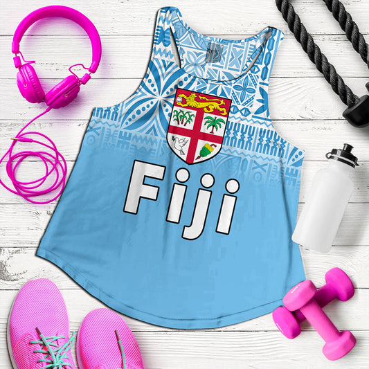 Fiji Women Tank Coat Of Arms Pattern Traditional Style