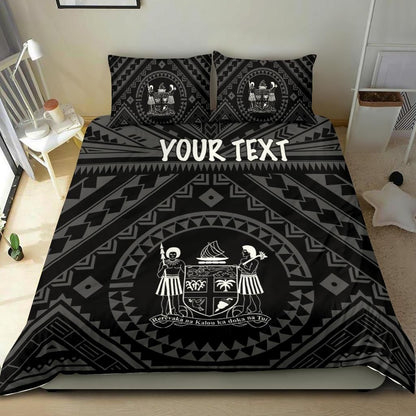 Fiji Personalised Bedding Set - Fiji Seal With Polynesian Tattoo Style ( Black)