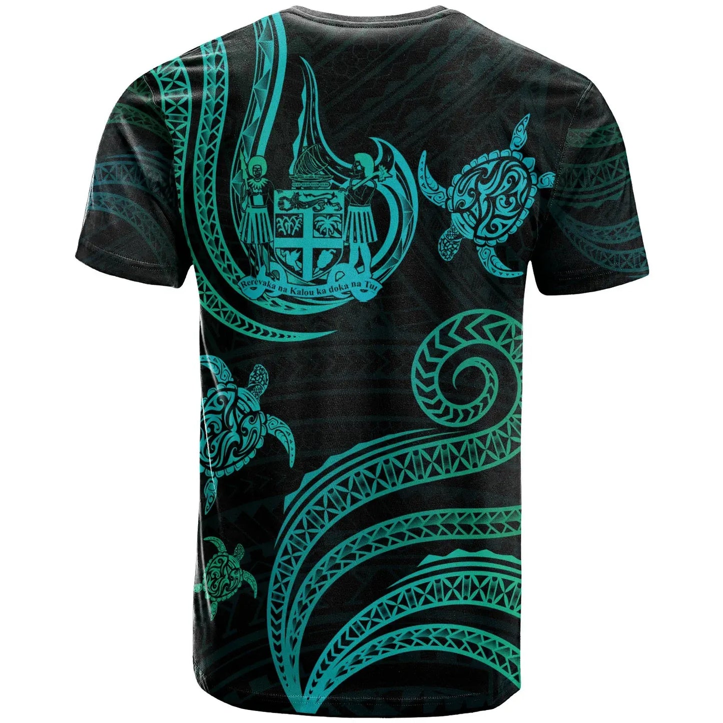 Fiji Personalised Custom T-Shirt - Polynesian Turtle With Pattern