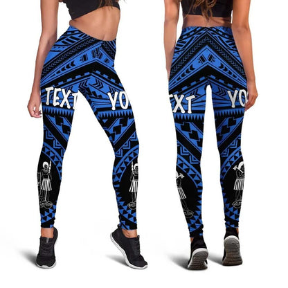 Fiji Personalised Legging - Fiji Seal With Polynesian Tattoo Style ( Blue)