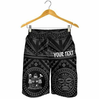 Fiji Personalised Men Short - Fiji Seal With Polynesian Tattoo Style ( Black)