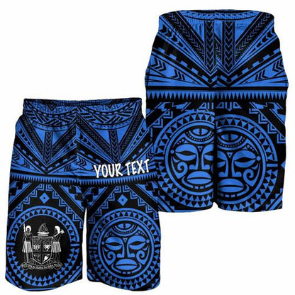 Fiji Personalised Men Short - Fiji Seal With Polynesian Tattoo Style ( Blue)
