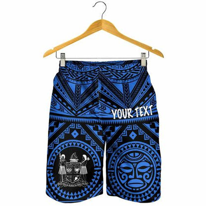 Fiji Personalised Men Short - Fiji Seal With Polynesian Tattoo Style ( Blue)