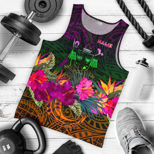 Fiji Personalised Men Tank Top - Summer Hibiscus