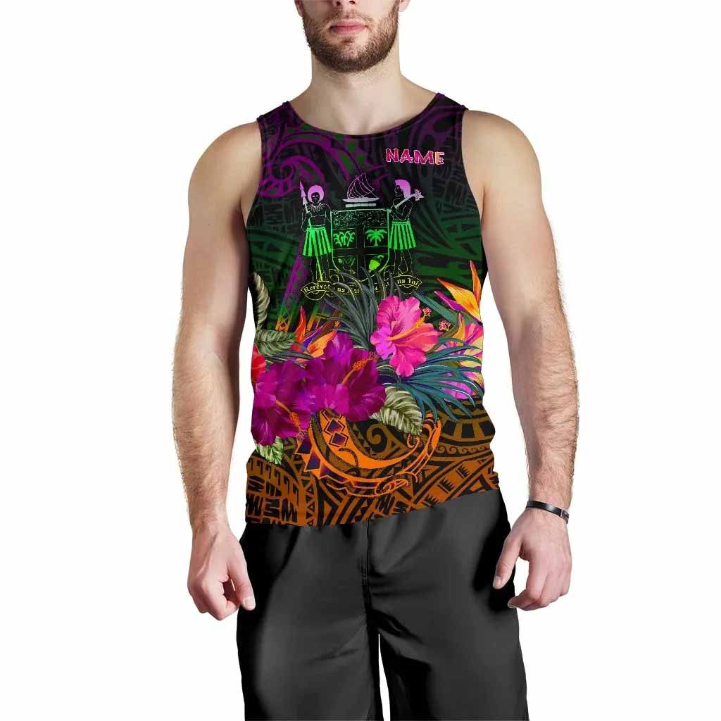 Fiji Personalised Men Tank Top - Summer Hibiscus