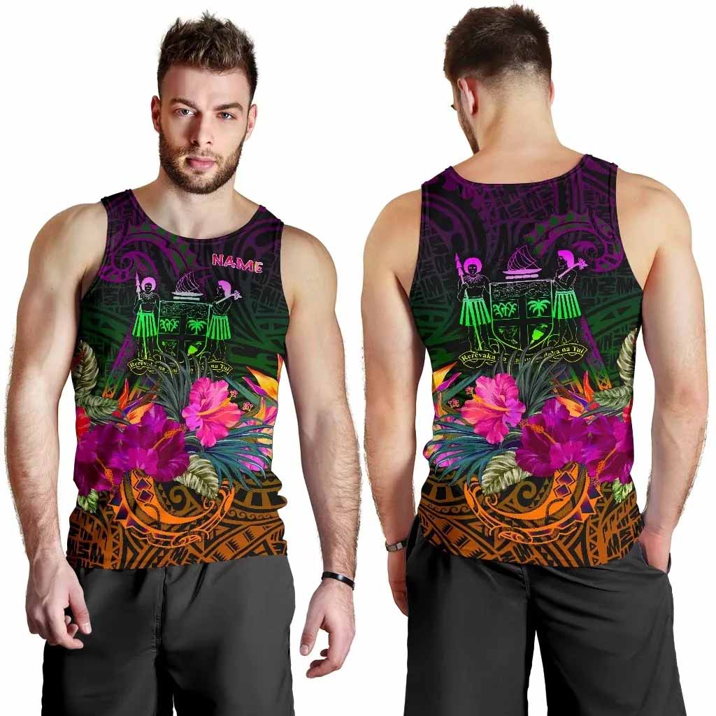 Fiji Personalised Men Tank Top - Summer Hibiscus
