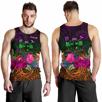 Fiji Personalised Men Tank Top - Summer Hibiscus