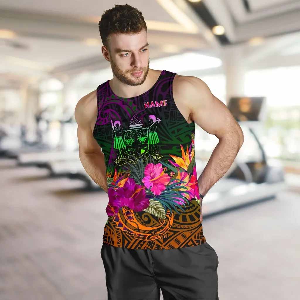 Fiji Personalised Men Tank Top - Summer Hibiscus