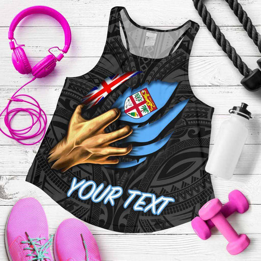 Fiji Personalised Women Racerback Tank - Fiji In Me (Black)