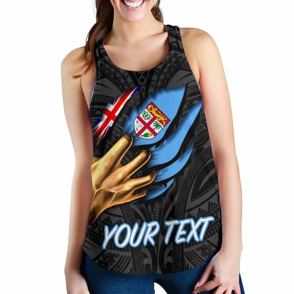Fiji Personalised Women Racerback Tank - Fiji In Me (Black)
