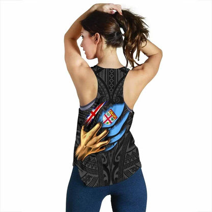 Fiji Personalised Women Racerback Tank - Fiji In Me (Black)