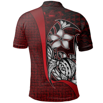 Fiji Polo Shirt Red Coat of Arm - Turtle with Hook