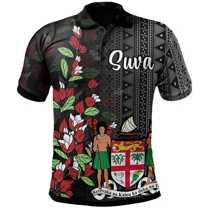 Fiji Polo Shirt - Suva Tagimaucia Flowers