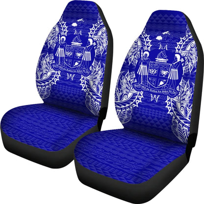 Fiji Car Seat Cover - Fiji Coat Of Arms Map Blue