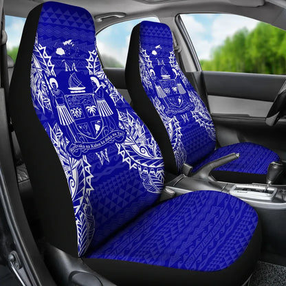 Fiji Car Seat Cover - Fiji Coat Of Arms Map Blue