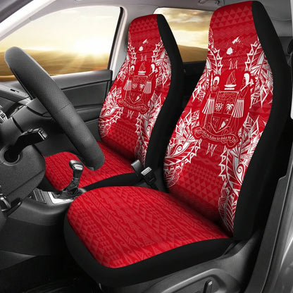 Fiji Car Seat Cover - Fiji Coat Of Arms Map Red White