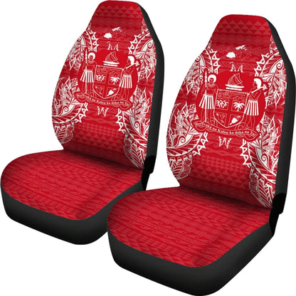 Fiji Car Seat Cover - Fiji Coat Of Arms Map Red White