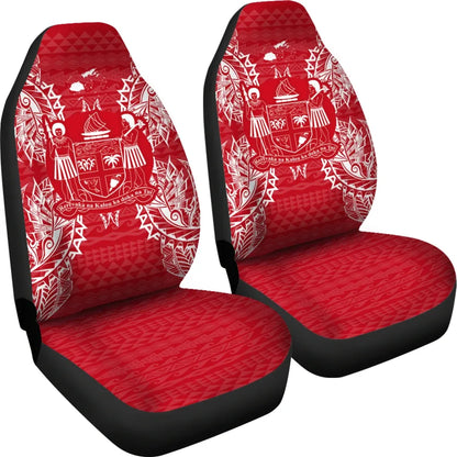 Fiji Car Seat Cover - Fiji Coat Of Arms Map Red White