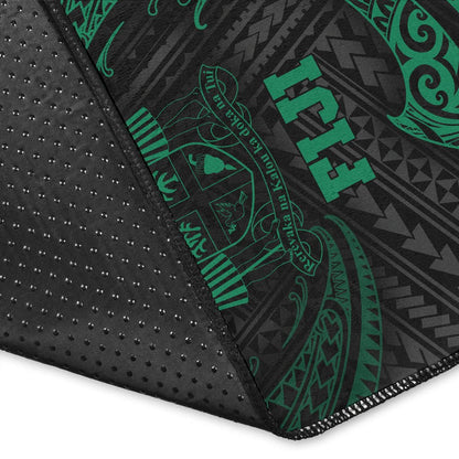 Fiji Polynesian Area Rug - Green Tribal Wave