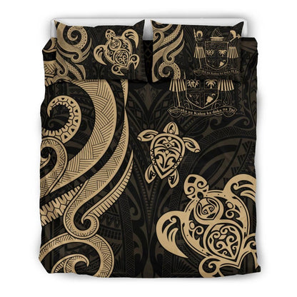 Fiji Polynesian Bedding Set - Gold Tentacle Turtle Crest