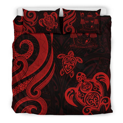 Fiji Polynesian Bedding Set - Red Tentacle Turtle Crest