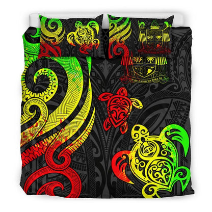 Fiji Polynesian Bedding Set - Reggae Tentacle Turtle Crest