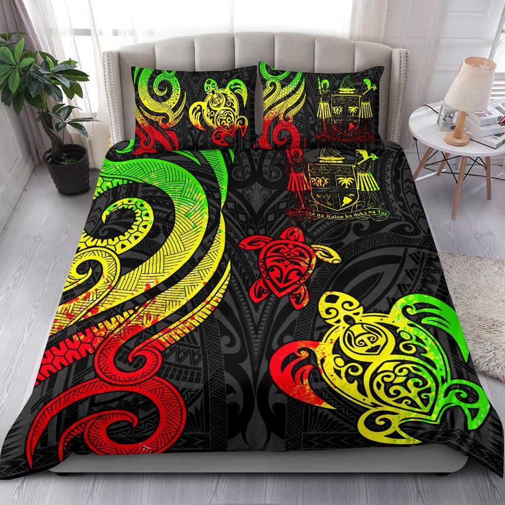 Fiji Polynesian Bedding Set - Reggae Tentacle Turtle Crest