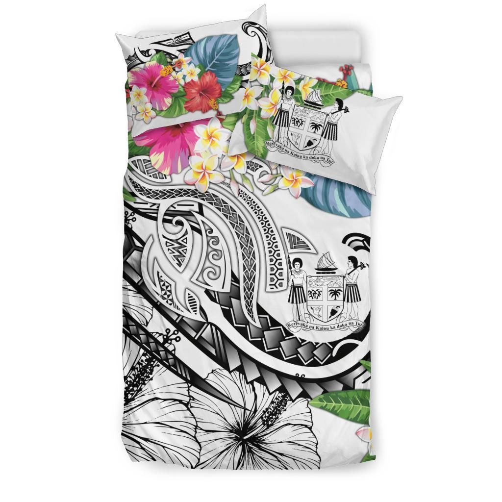 Fiji Polynesian Bedding Set - Summer Plumeria (White)