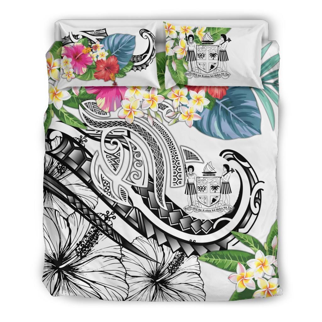 Fiji Polynesian Bedding Set - Summer Plumeria (White)