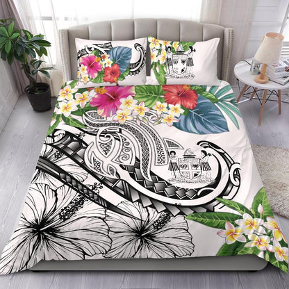 Fiji Polynesian Bedding Set - Summer Plumeria (White)