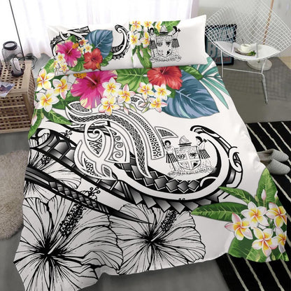 Fiji Polynesian Bedding Set - Summer Plumeria (White)