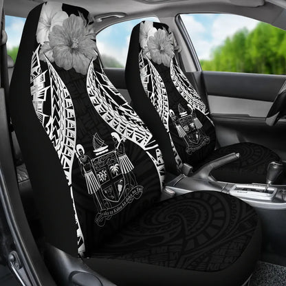 Fiji Polynesian Car Seat Covers Pride Seal And Hibiscus Black