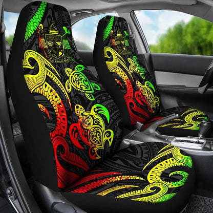Fiji Polynesian Car Seat Covers - Reggae Tentacle Turtle Crest