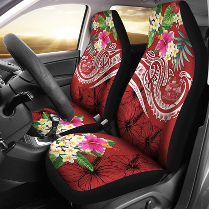 Fiji Polynesian Car Seat Covers - Summer Plumeria (Red)