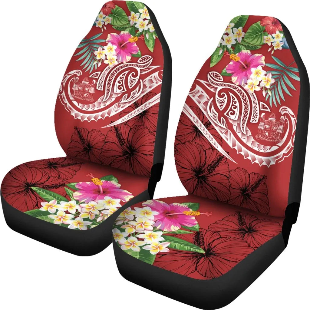 Fiji Polynesian Car Seat Covers - Summer Plumeria (Red)