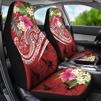 Fiji Polynesian Car Seat Covers - Summer Plumeria (Red)