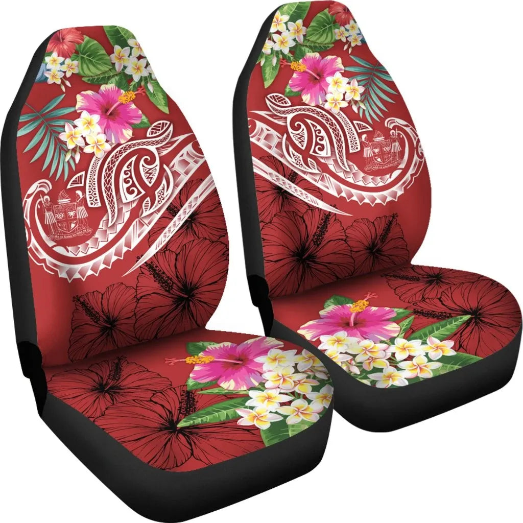 Fiji Polynesian Car Seat Covers - Summer Plumeria (Red)