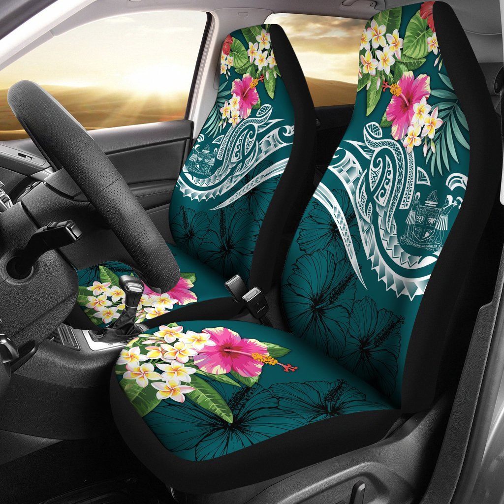 Fiji Polynesian Car Seat Covers - Summer Plumeria (Turquoise)