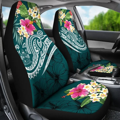 Fiji Polynesian Car Seat Covers - Summer Plumeria (Turquoise)