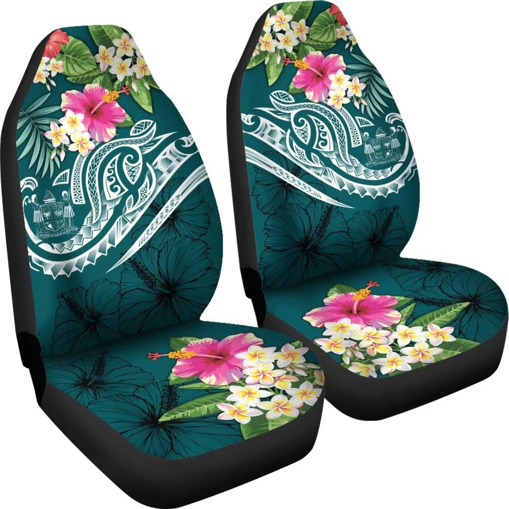 Fiji Polynesian Car Seat Covers - Summer Plumeria (Turquoise)