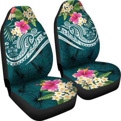Fiji Polynesian Car Seat Covers - Summer Plumeria (Turquoise)