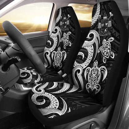Fiji Polynesian Car Seat Covers - White Tentacle Turtle Crest