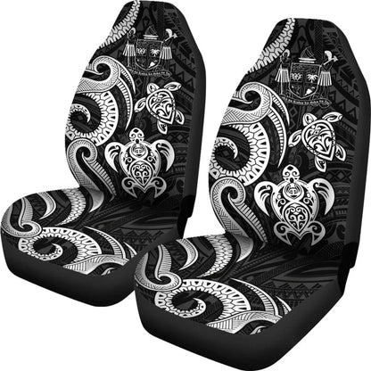 Fiji Polynesian Car Seat Covers - White Tentacle Turtle Crest