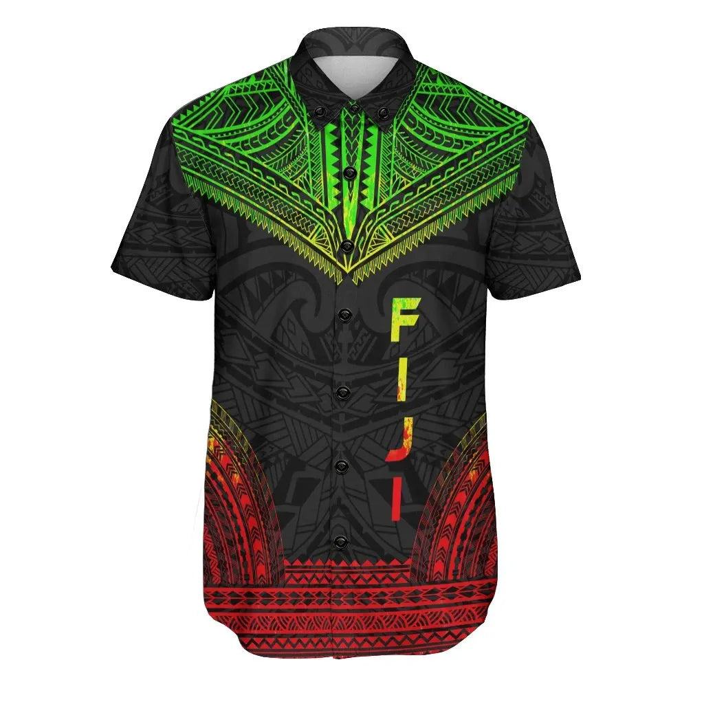 Fiji Polynesian Chief Short Sleeve Shirt - Reggae Version