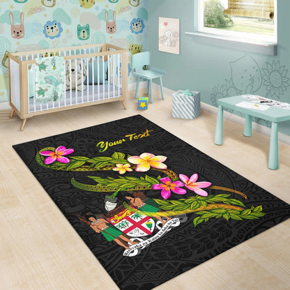 Fiji Polynesian Custom Personalised Area Rug - Plumeria Tribal