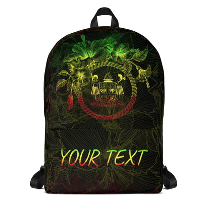 Fiji Polynesian Custom Personalised Backpack - Hibiscus Flower Frame Vintage Reggae
