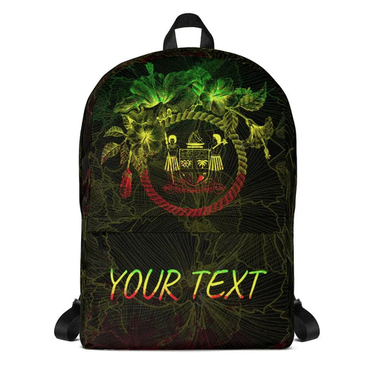 Fiji Polynesian Custom Personalised Backpack - Hibiscus Flower Frame Vintage Reggae