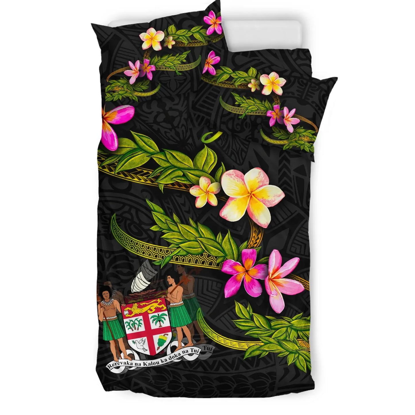 Fiji Polynesian Custom Personalised Bedding Set - Plumeria Tribal