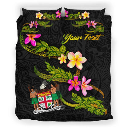 Fiji Polynesian Custom Personalised Bedding Set - Plumeria Tribal